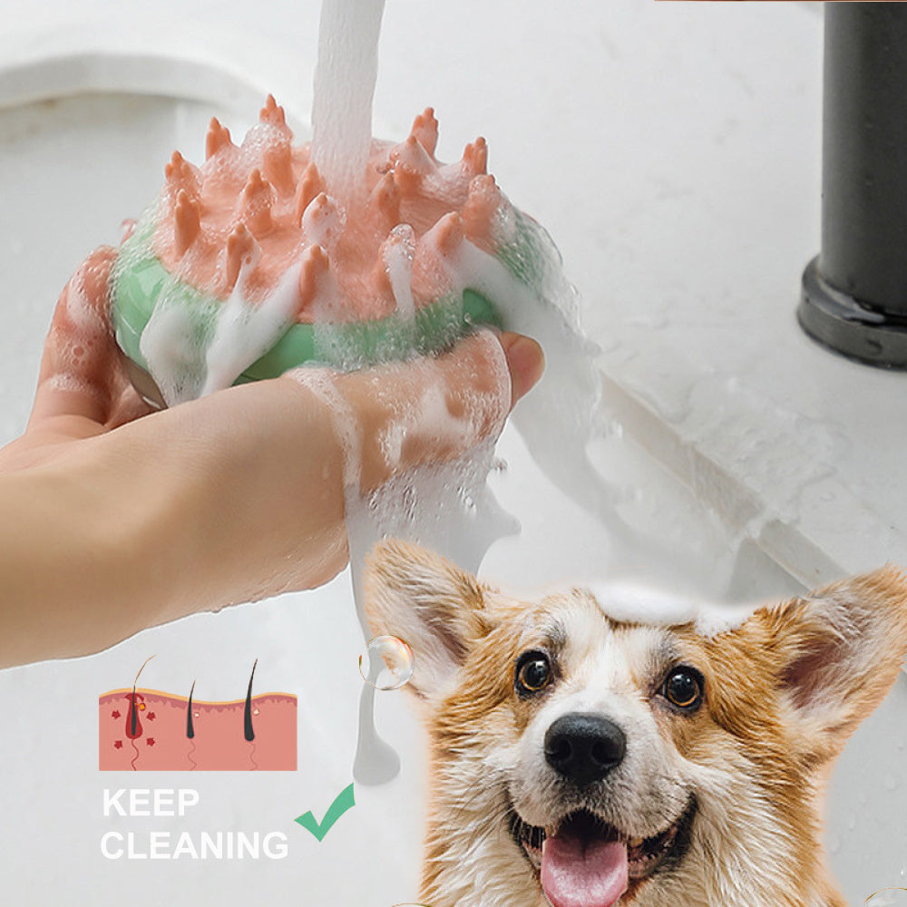 1 Pet Cat Dog Cleaning Bathing Massage Shampoo Soap Dispensing Grooming Brush Pets Supplies